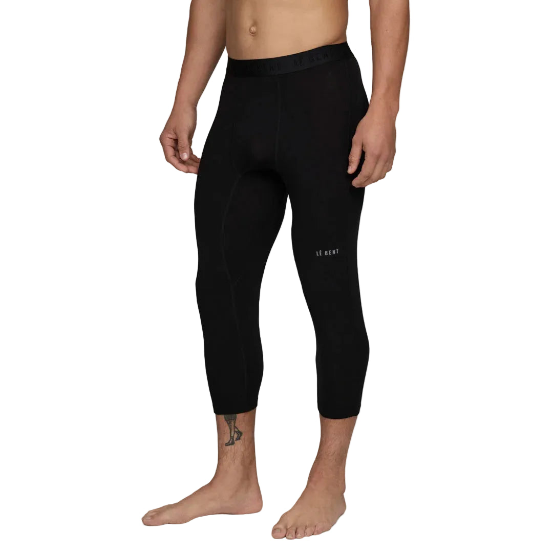 Le Bent M Heavyweight Grid Fleece 3/4 Bottom Winter Apparel - Winter Apparel Mens Base Layer Bottom Le Bent Large Black