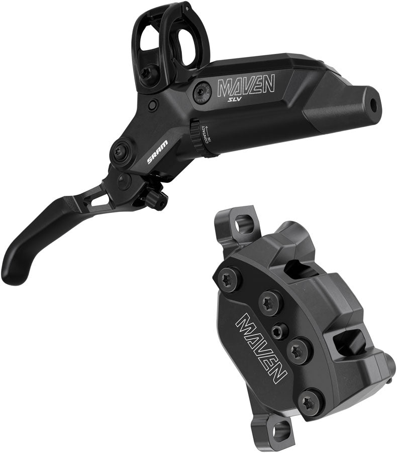 SRAM Maven Silver Disc Brake and Lever - Rear, Post Mount, 950mm Hose, 4-Piston, Aluminum Lever, SS Hardware, Black, B1