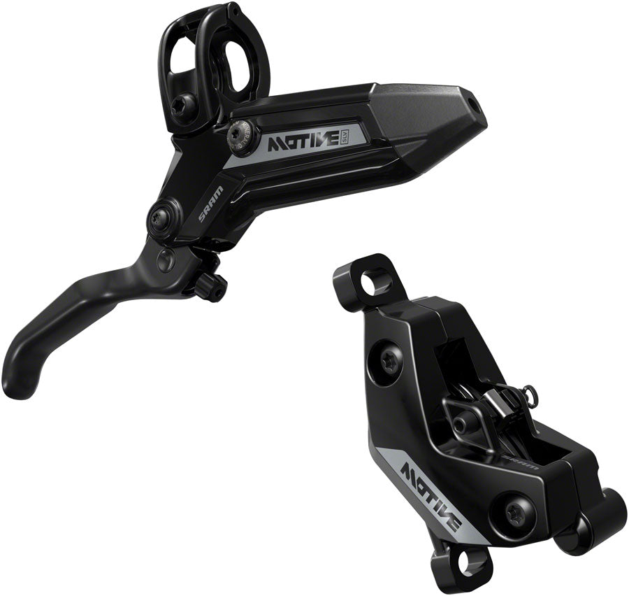 SRAM Motive Silver Disc Brake and Lever - Front, 950mm Hose, Post Mount, 4-Piston, Aluminum Lever, Black, A2 - three-quarter
