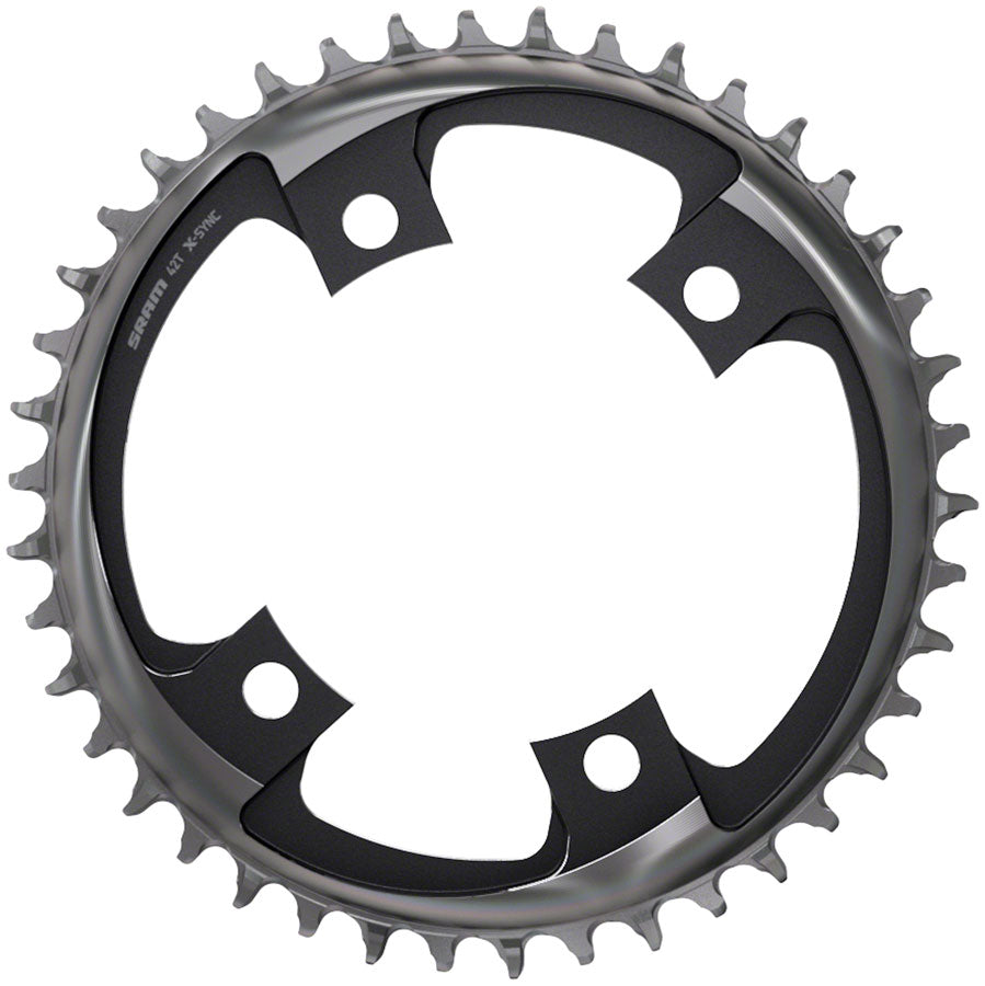 SRAM 44 Tooth 107mm BCD x 4-Bolt 1x12-Speed X-Sync Chainring, Blast Black - three-quarter