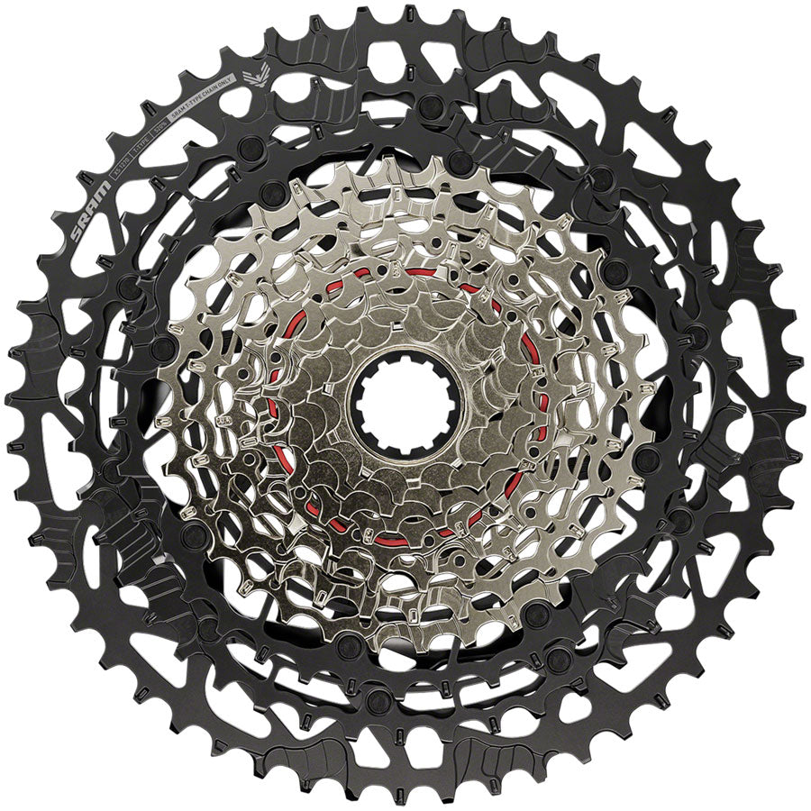 SRAM Eagle T-Type XS-1270 Cassette - 12-Speed, 10-52t, For HG (8-10) Driver, Silver/Black - three-quarter