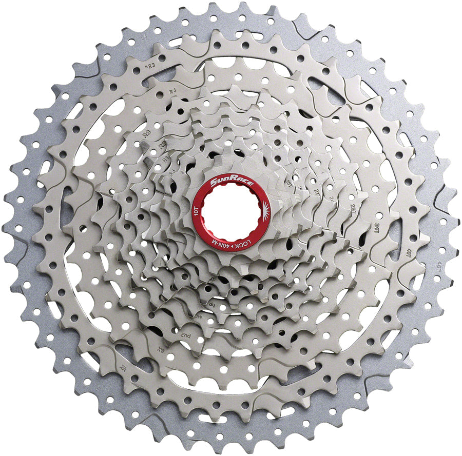 SunRace CSMX9X Cassette - 11-Speed, 10-46t, Silver - three-quarter
