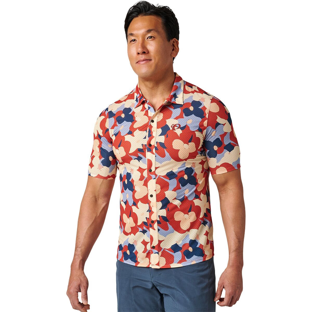 Pearl Izumi M Canyon Tech Snap Cycling Apparel - Mens - Jersey - Short Sleeve Pearl Izumi Small Chili Fleurish