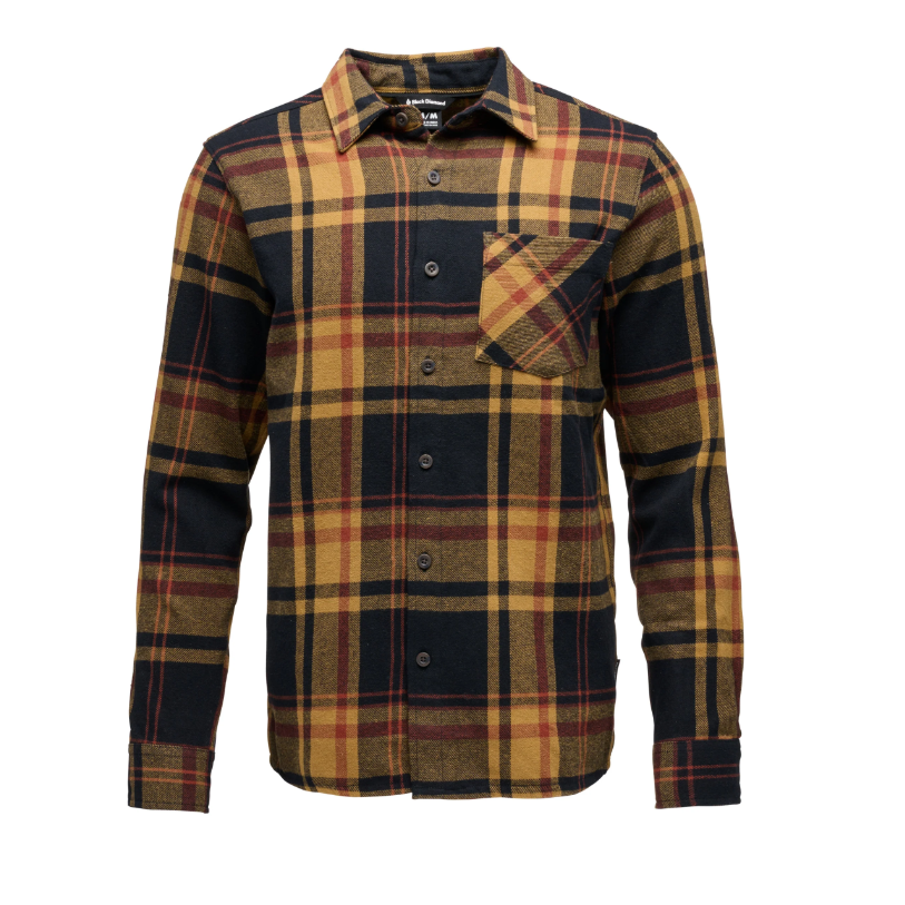 Black Diamond M Project Flannel Winter Apparel - Winter Apparel Mens Mid Layer Top Black Diamond Extra Large Black-Flax Plaid