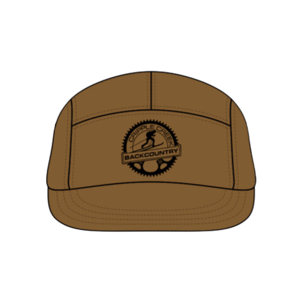 CCBC Chainring Cotton Runner Hat Merch Cripple Creek Backcountry Khaki