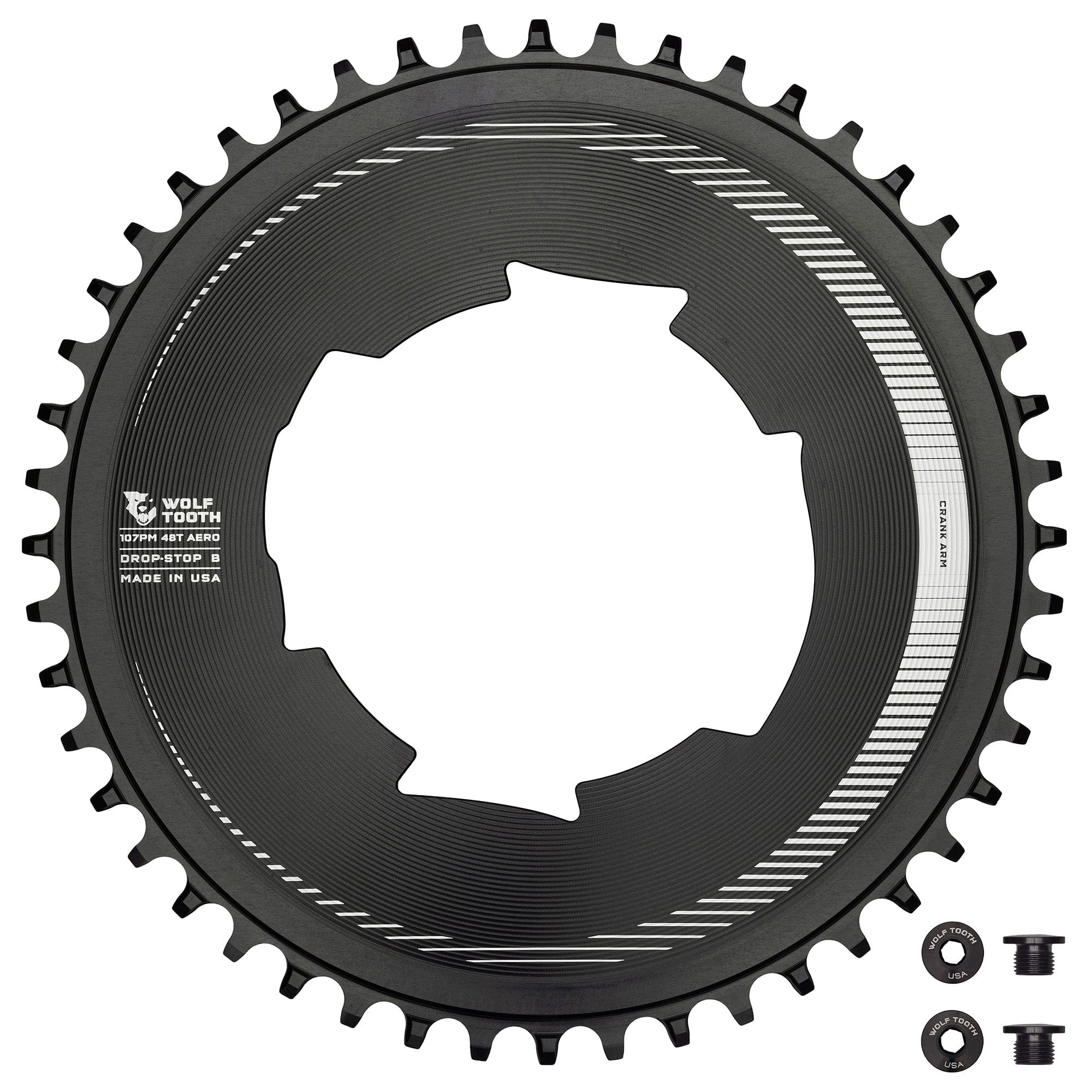 Wolf Tooth 107 BCD Aero for SRAM, 48T, Drop Stop B - three-quarter