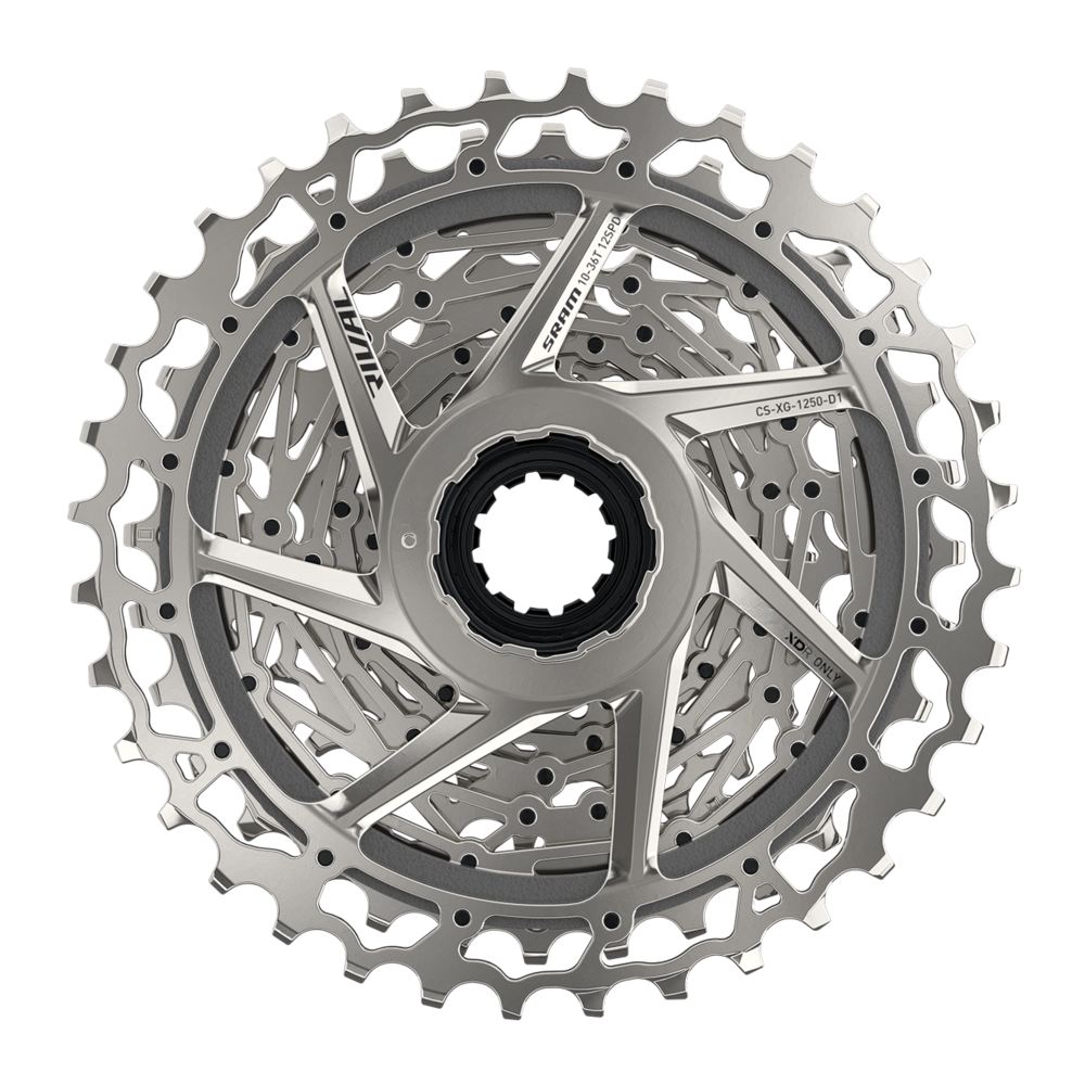 SRAM Rival AXS XG-1250 Cassette - 12-Speed, 10-36t, Silver, For XDR Driver Body, D1 Cycling Parts - Cassette SRAM