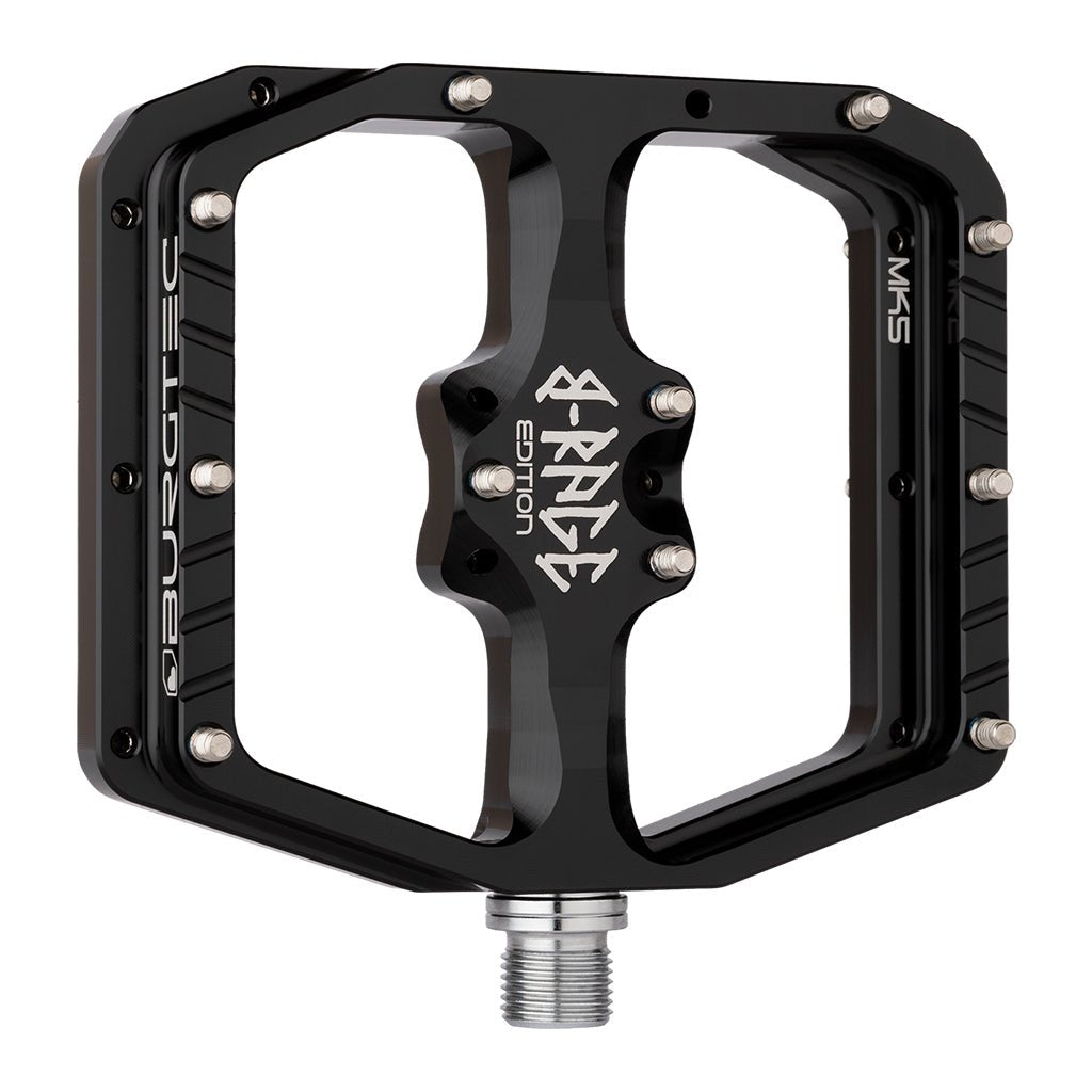 Burgtec Penthouse Flat MK5 B-Rage Edition Pedals, Burg Black - three-quarter