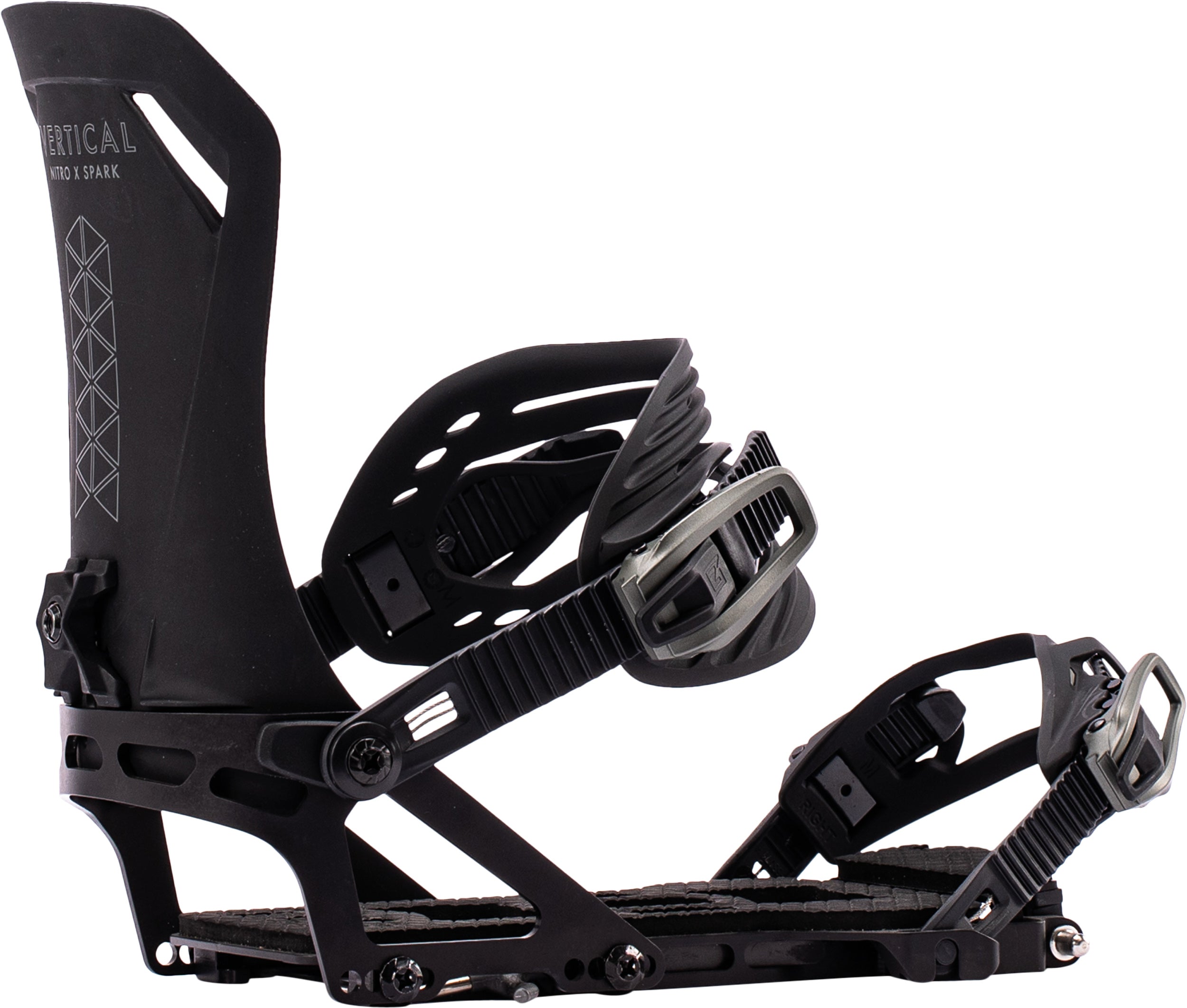 Nitro Vertical ST Splitboard Bindings, Black — three-quarter view