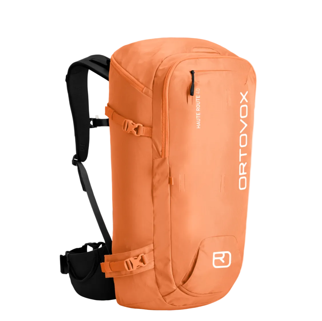 An orange Ortovox Haute Route 40 backpack shown from a three-quarter angle against a solid white background.