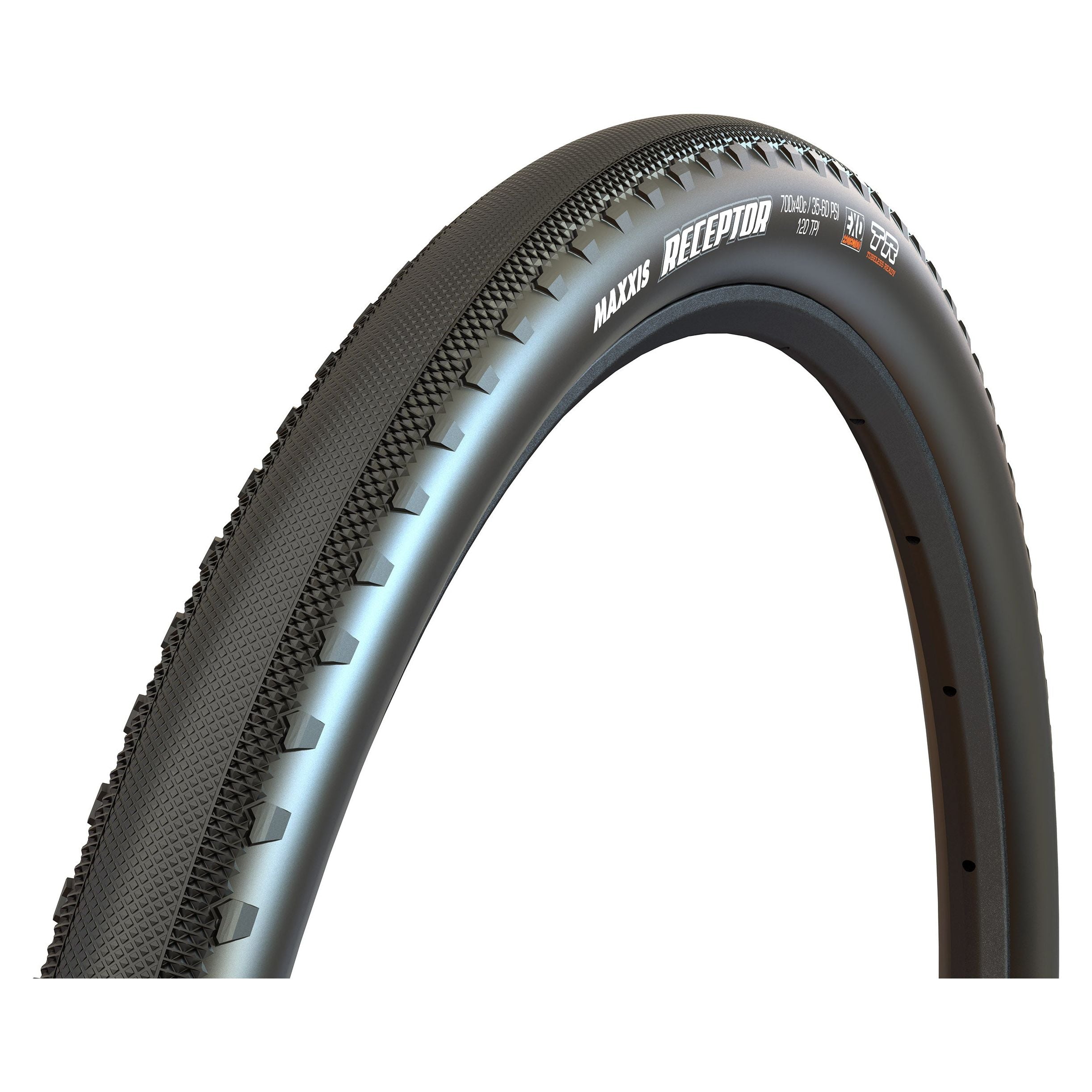 Maxxis Receptor Tire - 700 x 40 Tubeless Folding Black EXO Wide Trail Tires and Tubes - Gravel Maxxis