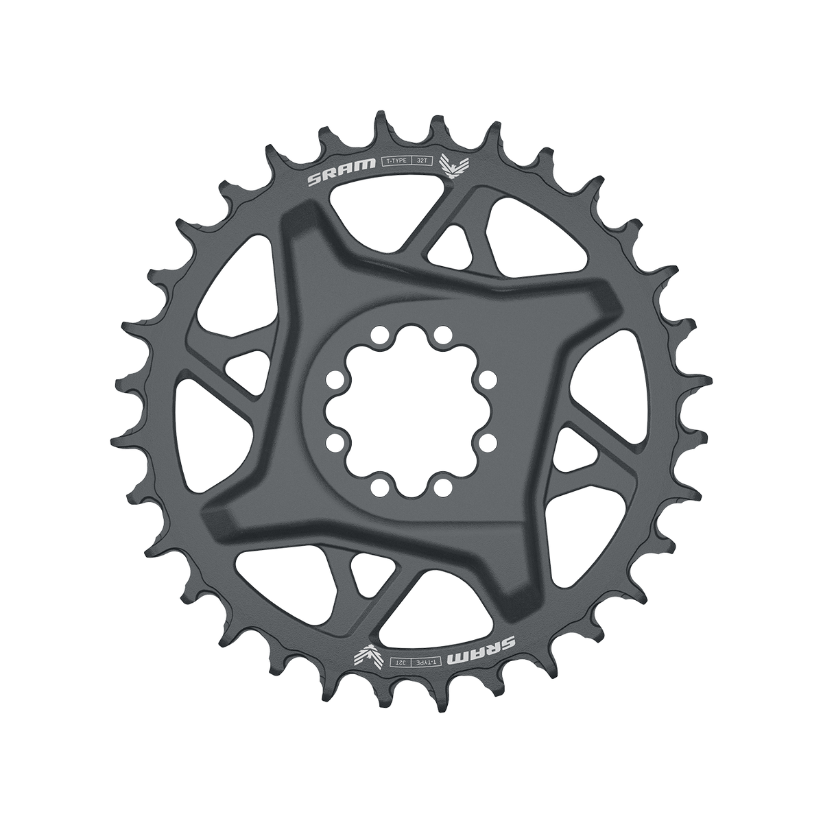 SRAM, GX Eagle T-Type DM, Chainring, Teeth: 32, Speed: 12, BCD: Direct Mount SRAM 8 Bolt, Aluminum, Grey Cycling Parts - Chainring SRAM