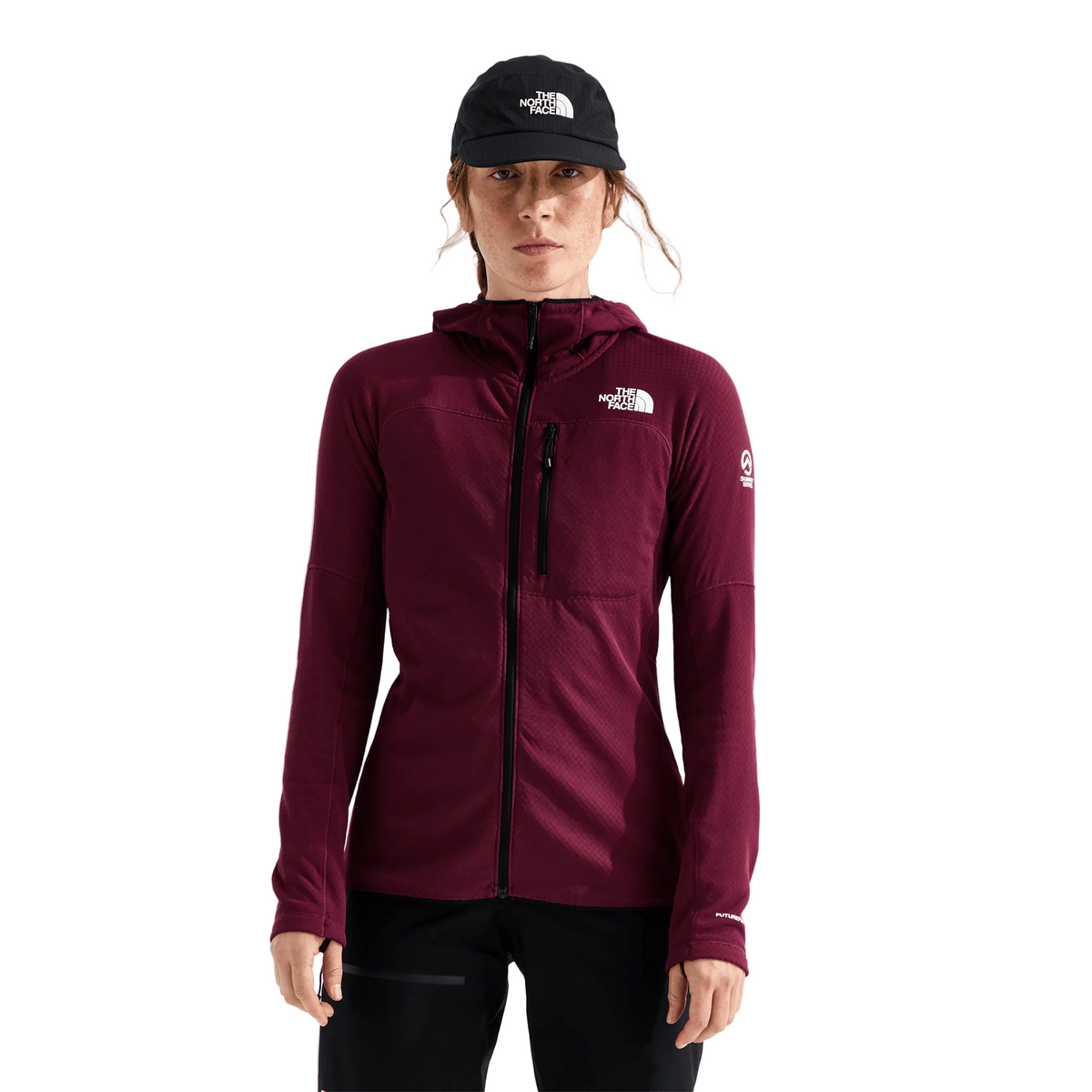 The North Face W Summit FUTUREFLEECE Full Zip Hoodie Winter Apparel - Winter Apparel Womens Mid Layer Top The North Face Large Burgundy Crush