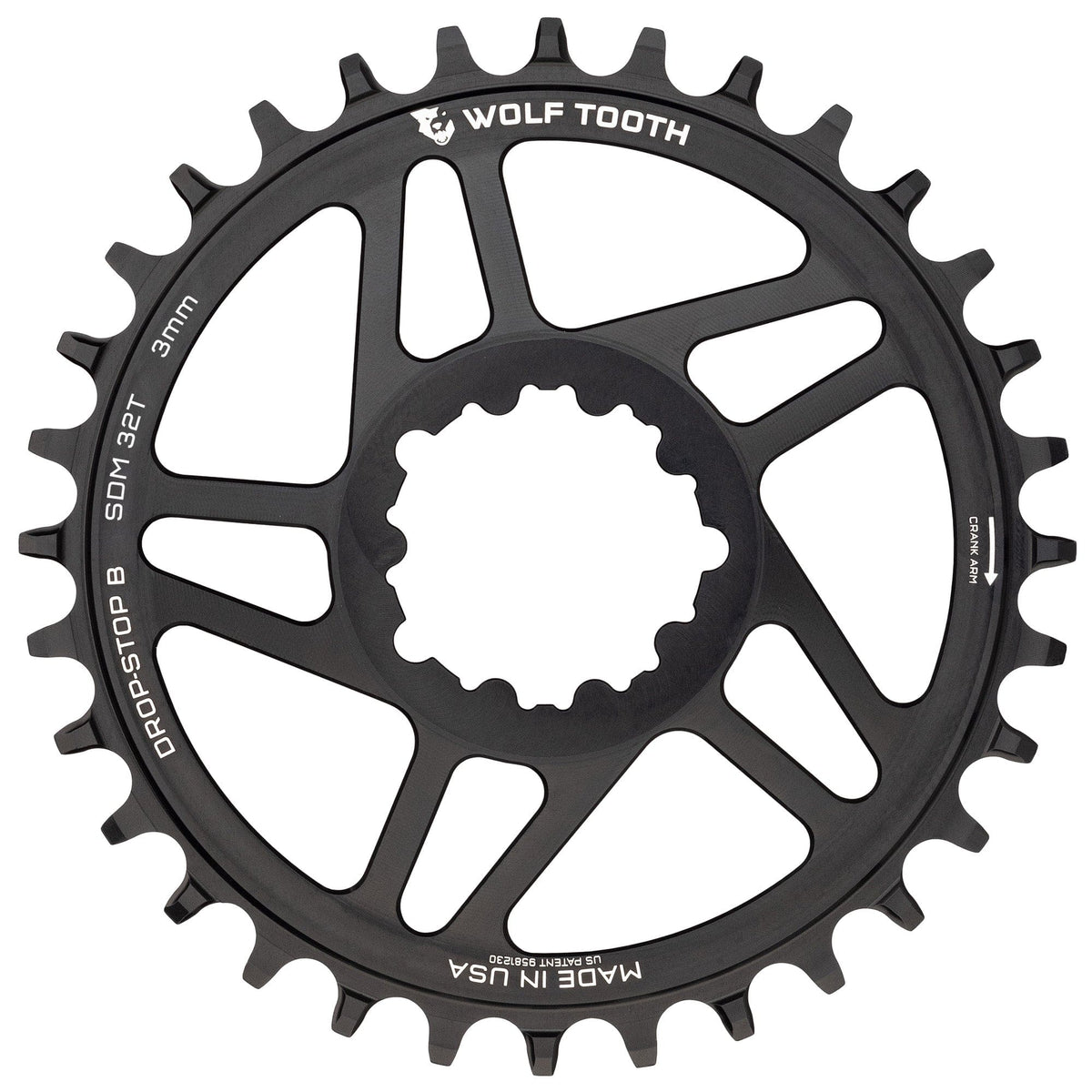 Wolf Tooth Components 3-Bolt Boost Chainring (DropStop-B), 30T, Black Cycling Parts - Chainring Wolf Tooth Components