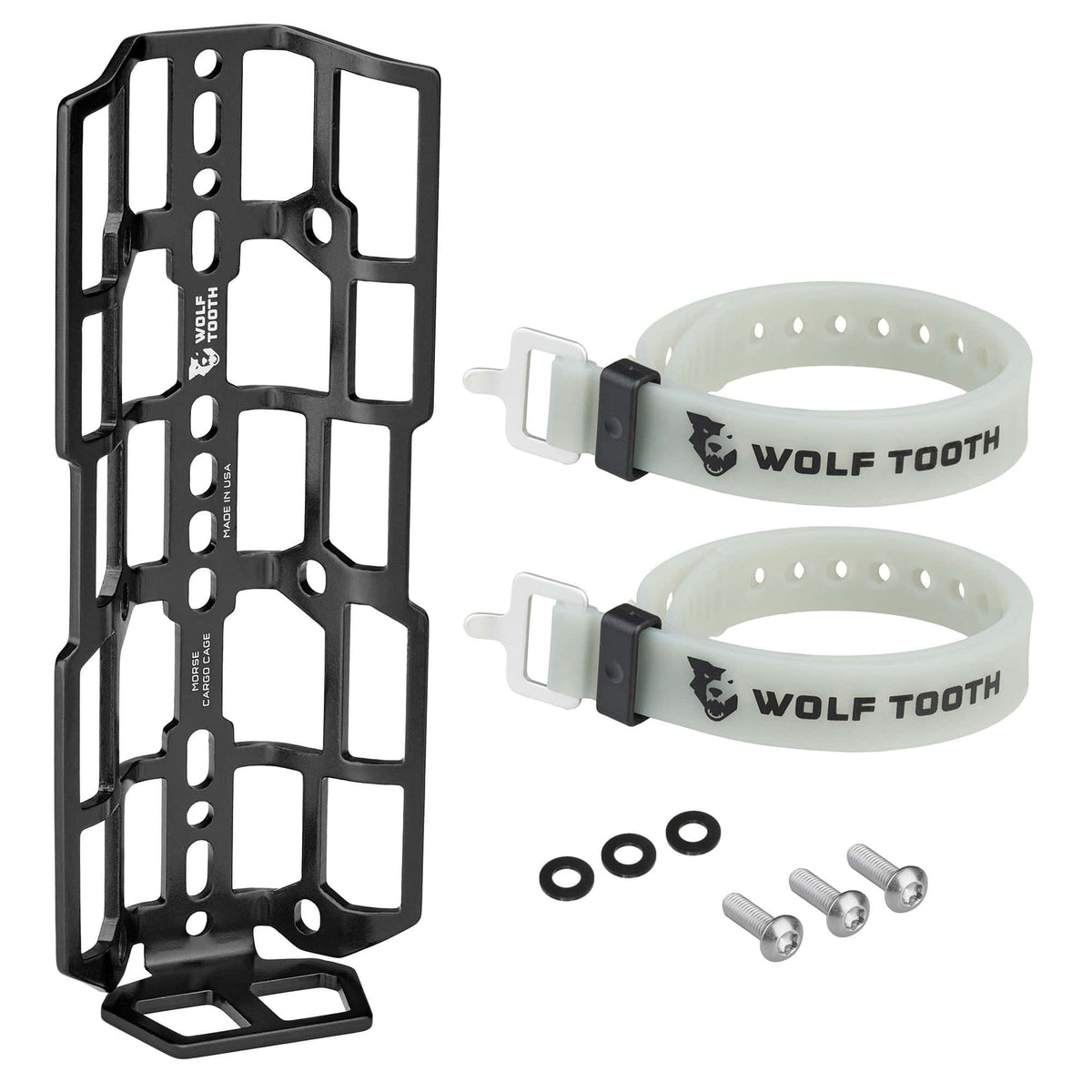 Wolf Tooth Components Morse Cargo Cage With 2 Straps, Black Cycling Accessories - Water Bottle Cage Wolf Tooth Components