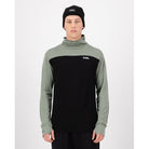 Mons Royale M Yotei Merino Powder Hood Long Sleeve Winter Apparel - Winter Apparel Mens Base Layer Top Mons Royale XLarge Willow/Black