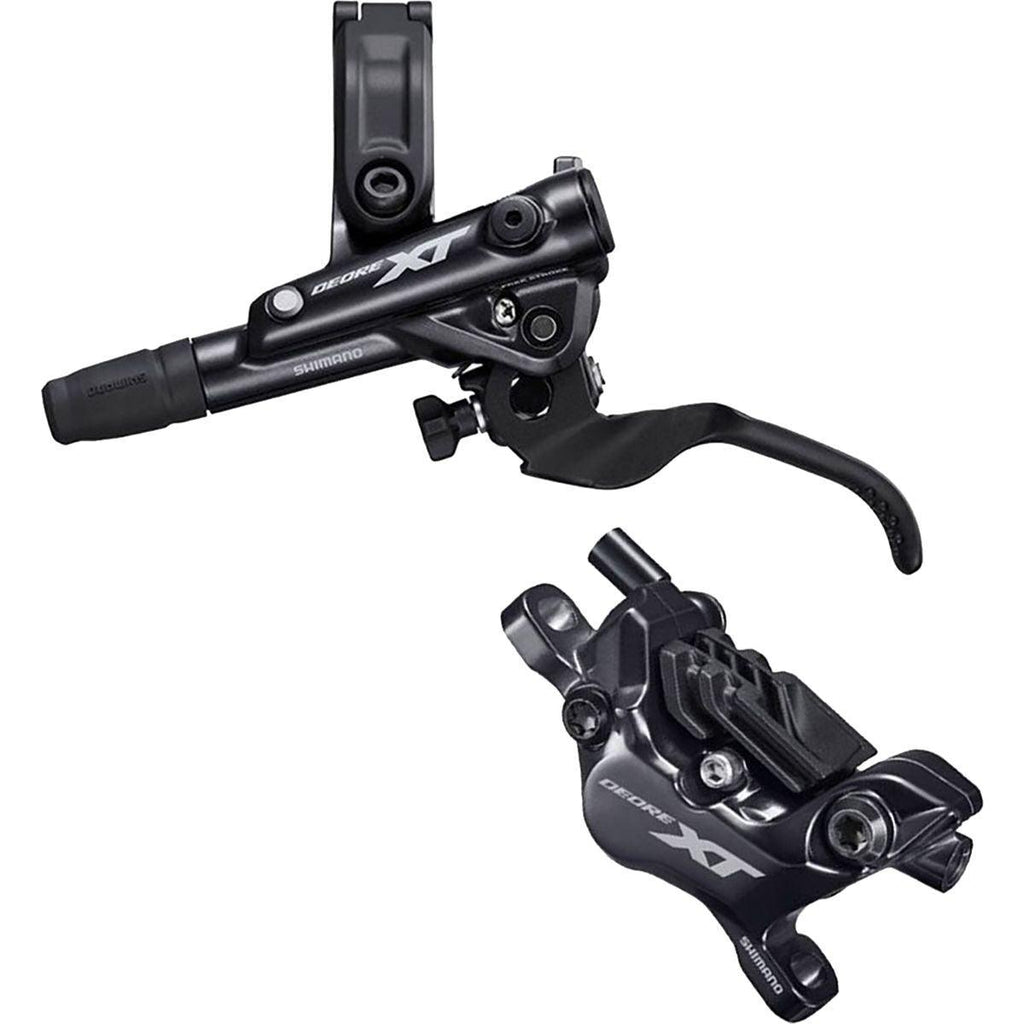 Shimano Deore XT BL-M8100/BR-M8120 Disc Brake and Lever - Front, Hydraulic, Post Mount, 4-Piston, Finned Metal Pads, Black - Cripple Creek Backcountry