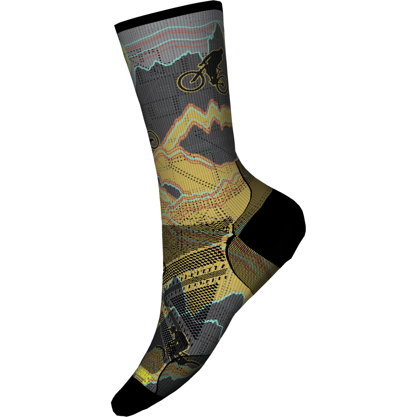 Smartwool Cycle Zero Cushion Crew Socks Summer Apparel - Socks Smartwool Medium Print/Graphite 