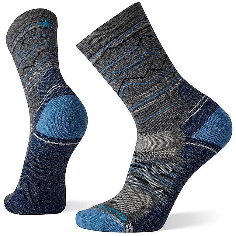 Smartwool Hike Light Cushion Crew Socks Summer Apparel - Socks Smartwool Medium Mountain Range Pattern/Medium Gray 