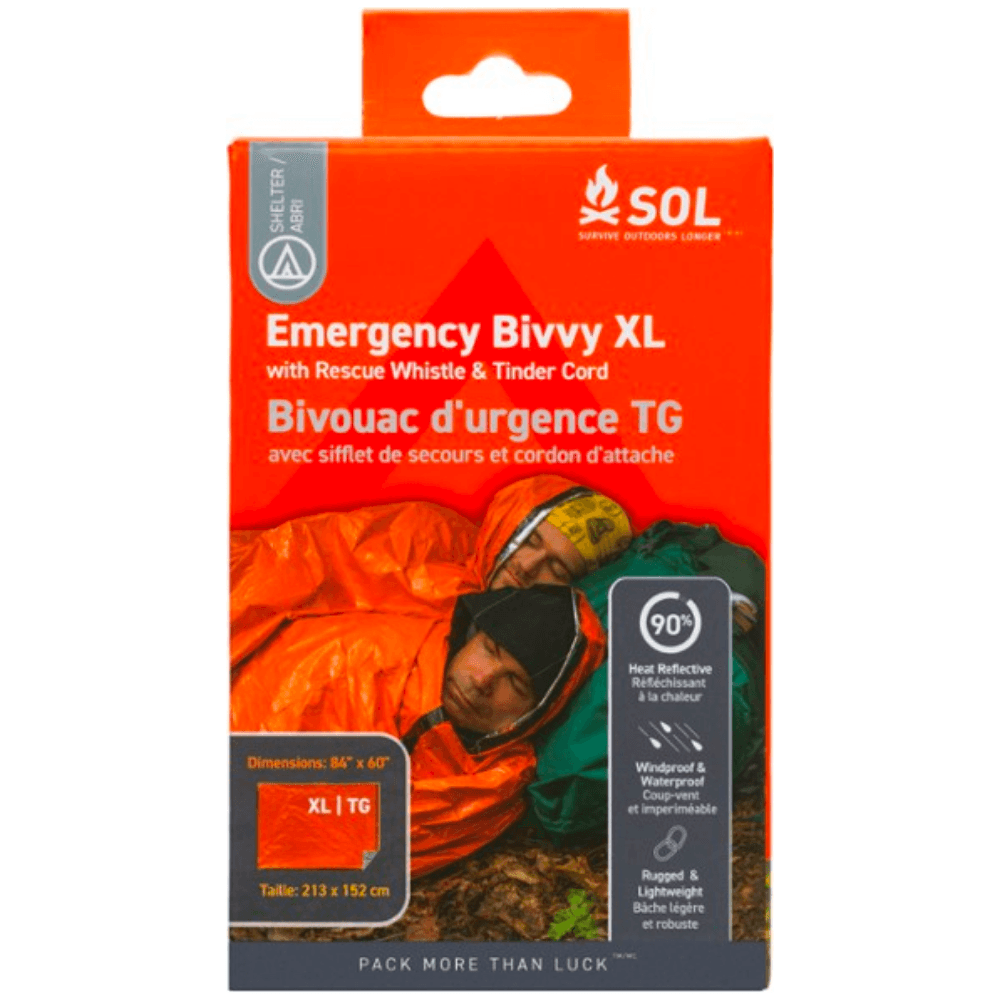 SOL Emergency Bivvy XL with Rescue Whistle & Tinder Cord - Cripple Creek Backcountry